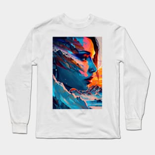 Abstract Girl and Mountain Long Sleeve T-Shirt